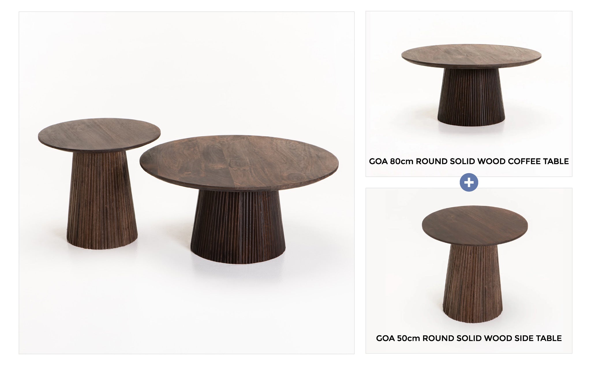 GOA SIDE TABLE & COFFEE TABLE COMBO - Dark Brown