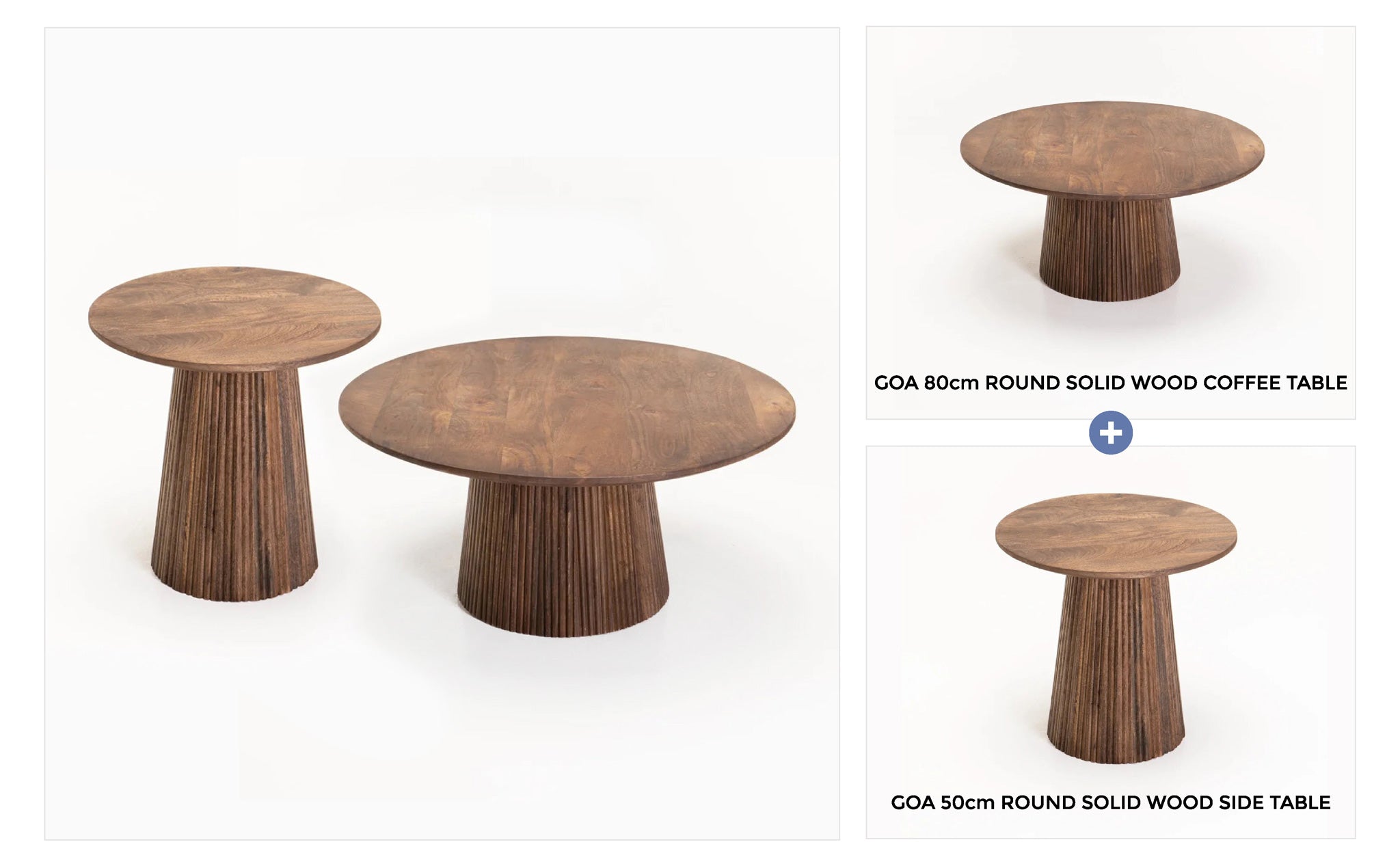 GOA SIDE TABLE & COFFEE TABLE COMBO - Light Brown