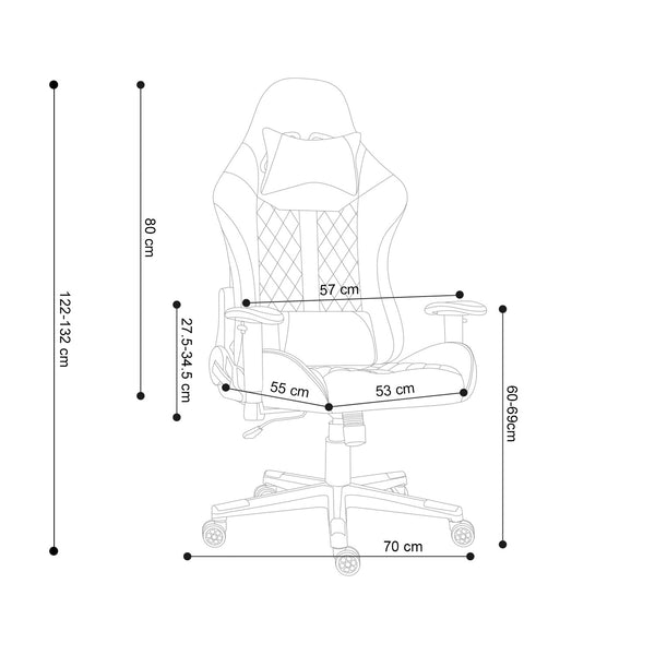 Decofurn Furniture | HIGHBACK_LUXURY_GAMING_CHAIR_AH594 | Dimensions