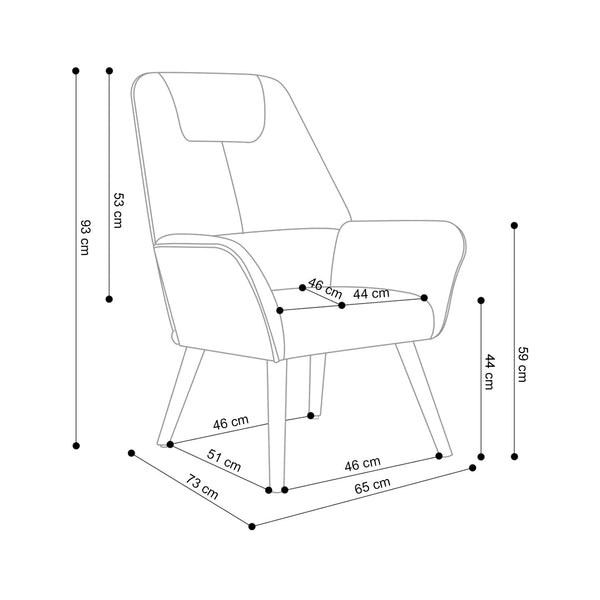 Decofurn Furniture | HUGO_FLEECE_CHAIR | Dimensions
