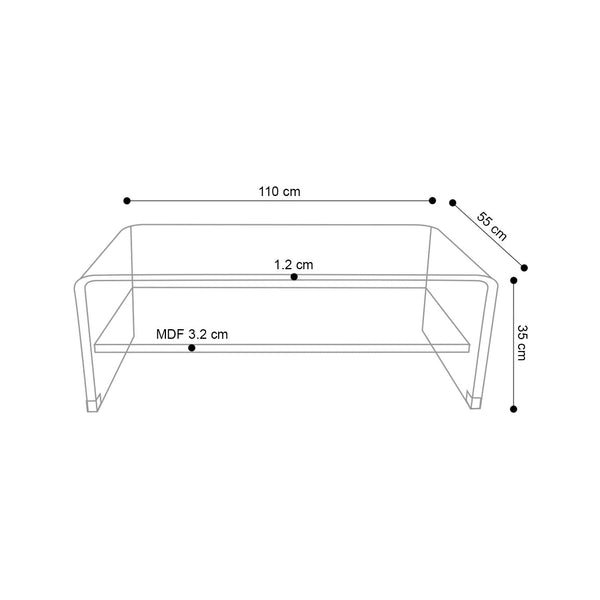 Decofurn Furniture | IVY_12MM_TEMPERED_GLASS_COFFEE_TABLE | Dimensions