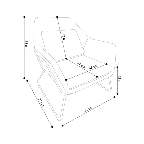 Decofurn Furniture | KODA_VELVET_ARMCHAIR | Dimensions