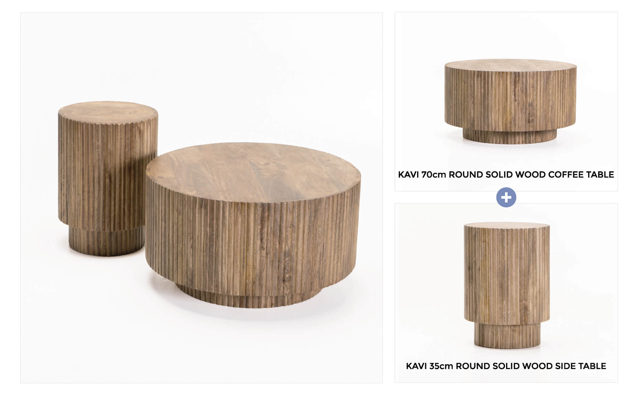 Decofurn | Kavi 70cm Round Solid Wood Coffee Table – Decofurn Furniture