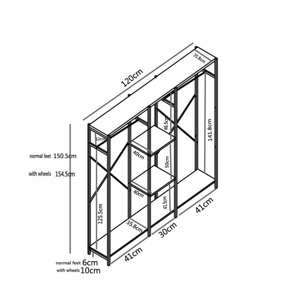 Decofurn Furniture | Kit-Multi-Shelf | Dimensions