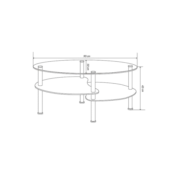 Decofurn Furniture | LIBI_90x50cm_OVAL_GLASS_COFFEE_TABLE | Dimensions