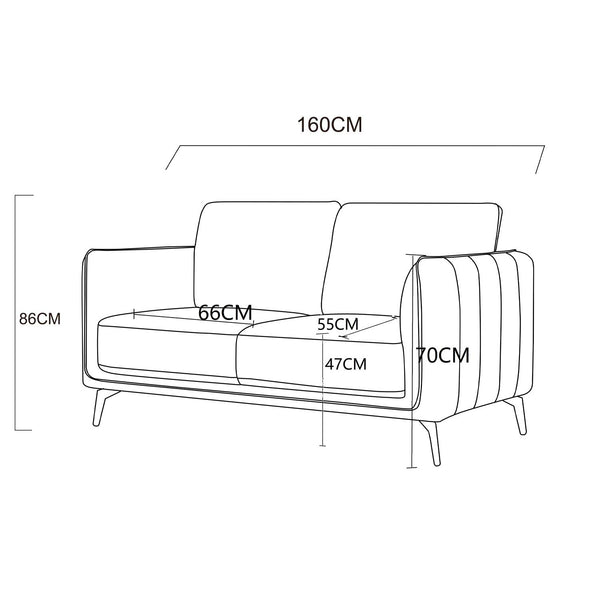 Decofurn Furniture | LINA_FABRIC_2_SEATER_COUCH | Dimensions
