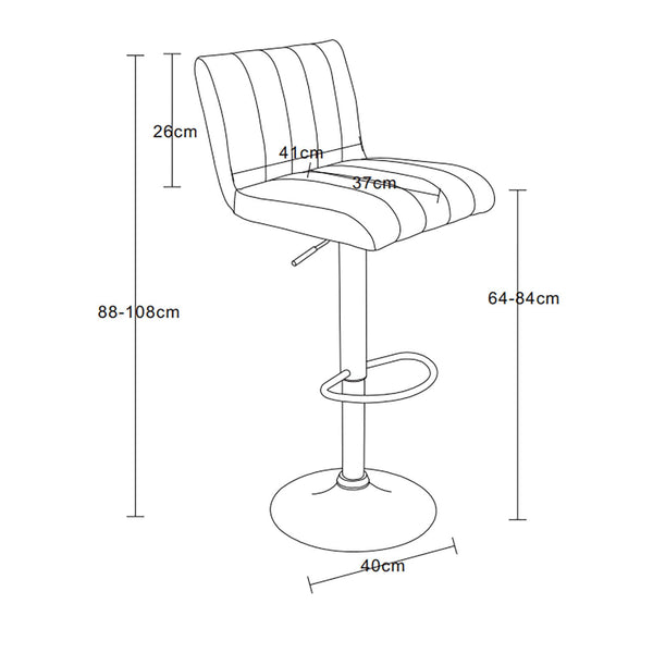 Decofurn Furniture | MIA_LEATHER_TOUCH_BARSTOOL | Dimensions