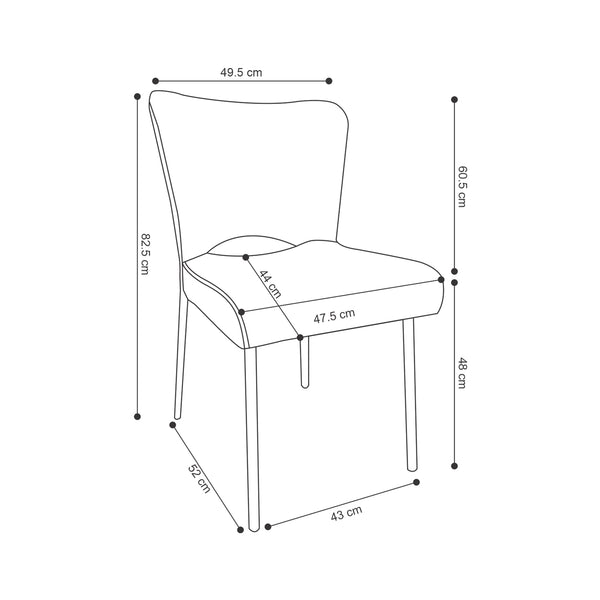 Decofurn Furniture | MODENA_FABRIC_DINING_CHAIR | Dimensions