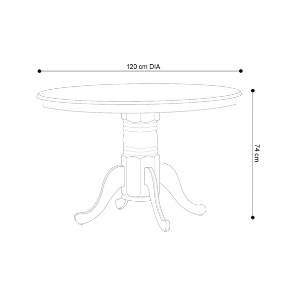 Decofurn Furniture | OLIVER_120cm_ROUND_DINING_TABLE | Dimensions
