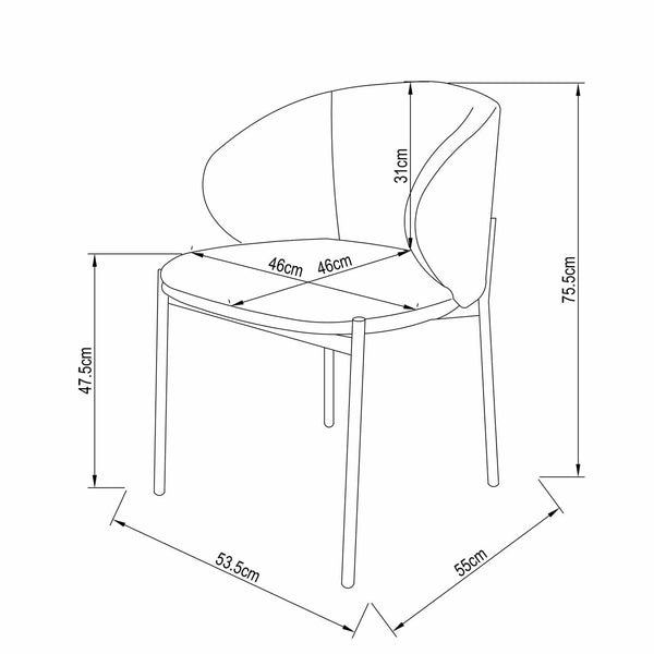 PHOEBE-FABRIC-DINING-CHAIR - Dimensions