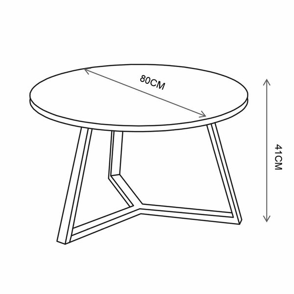 Decofurn Furniture | POPPY-80cm-ROUND-COFFEE-TABLE | Dimensions