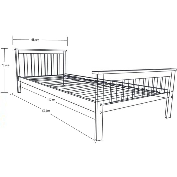 Decofurn Furniture | REMI_SINGLE_BED | Dimensions