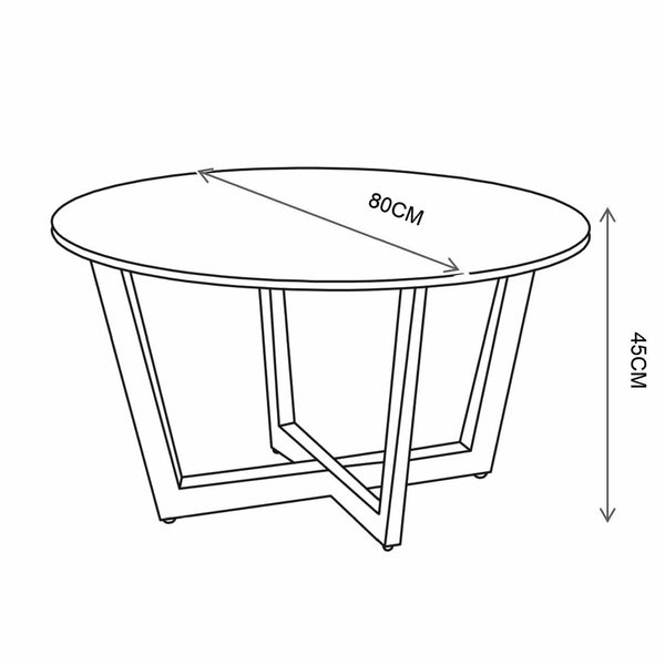 Decofurn Furniture | ROSE-80cm-ROUND-COFFEE-TABLE | Dimensions
