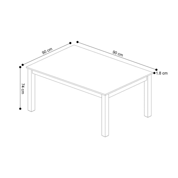 Decofurn Furniture | TABLE_E003_90x90cm | Dimensions