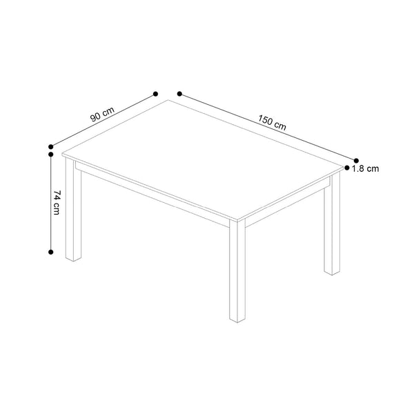 Decofurn Furniture | TABLE_E028_150x90cm | Dimensions
