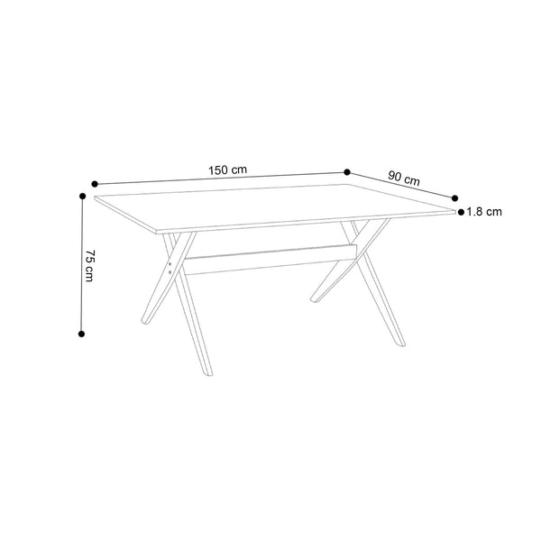 Decofurn Furniture | TABLE_E030_150x90cm | Dimensions