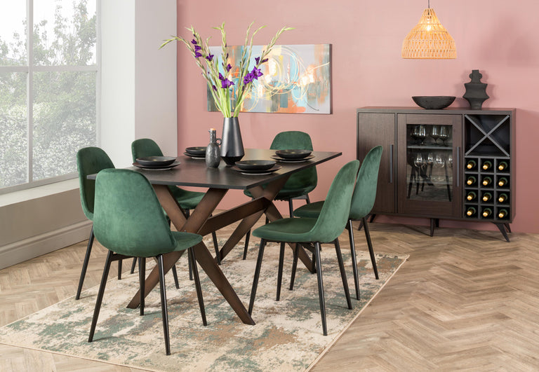 Decofurn Furniture | Table-E030-150x90CM-with-Ava-Velvet-Forest-Green_66 | Dimensions