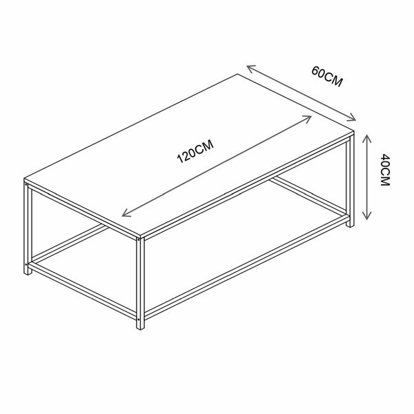 Decofurn Furniture | VIOLET-120x60cm-COFFEE-TABLE | Dimensions