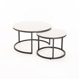 GIO SET OF 2 70/50cm STONE TOP CT-BLK LEG/WH TOP