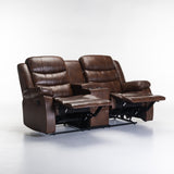 YUZI BONDED LEATHER UPPER 2RR WITH CONSOLE-WALNUT
