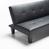 ALLAN LEATHER TOUCH SLEEPER COUCH - BLACK