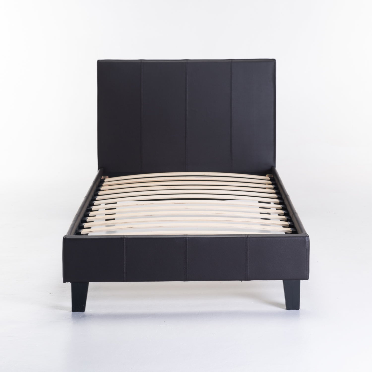 KYLE LEATHER TOUCH SINGLE BED - MATT BROWN