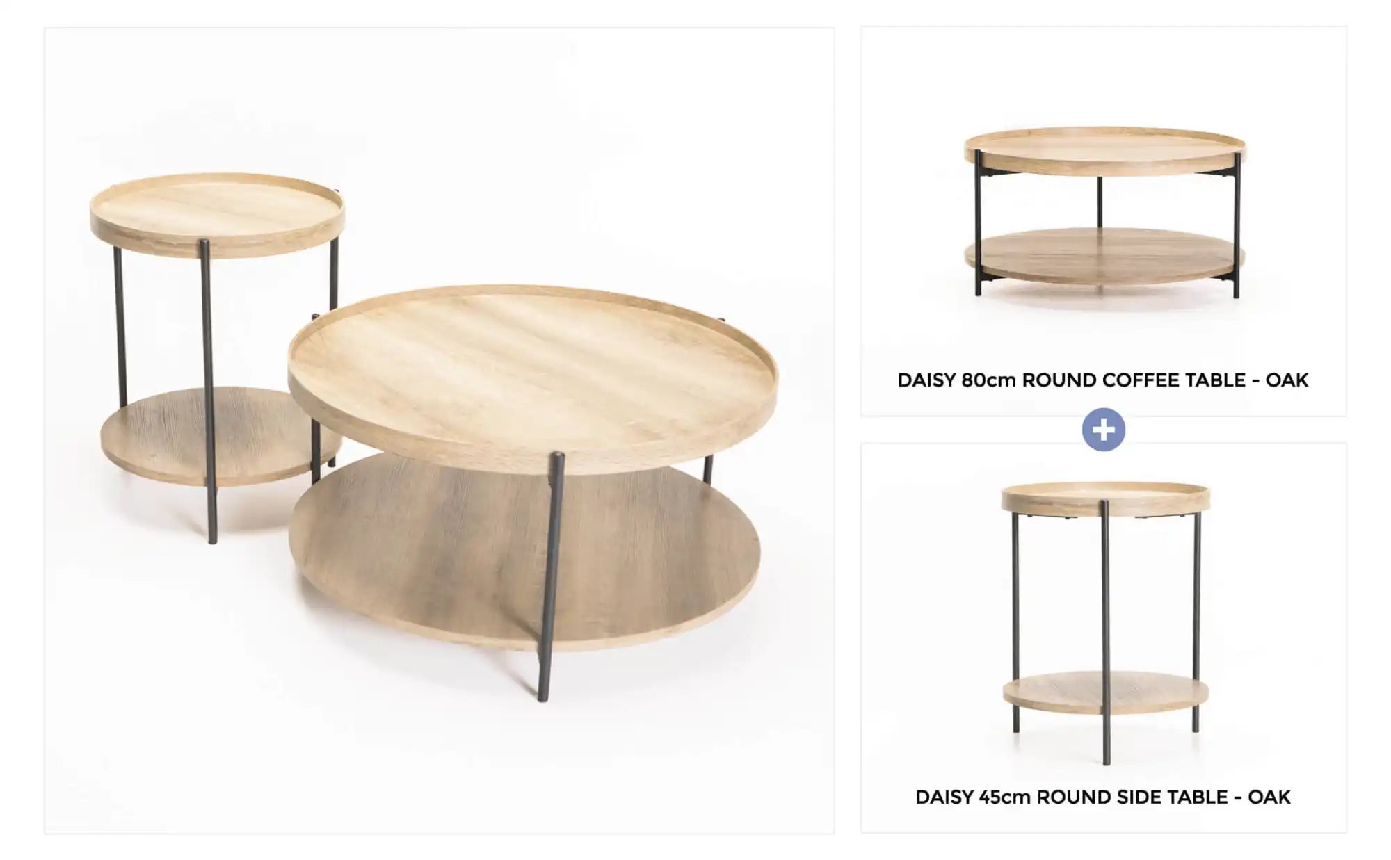 DAISY SIDE TABLE & COFFEE TABLE COMBO - Oak