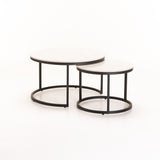 GIO SET OF 2 70/50cm STONE TOP CT-BLK LEG/WH TOP