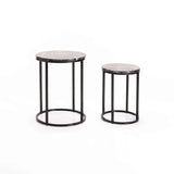 ALIX SET OF 2 TABLES - BLACK/BLACK MARBLE