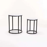 ALIX SET OF 2 TABLES - BLACK/WHITE MARBLE