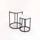 ALIX SET OF 2 TABLES - BLACK/WHITE MARBLE