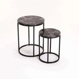 ALIX SET OF 2 TABLES - BLACK/BLACK MARBLE