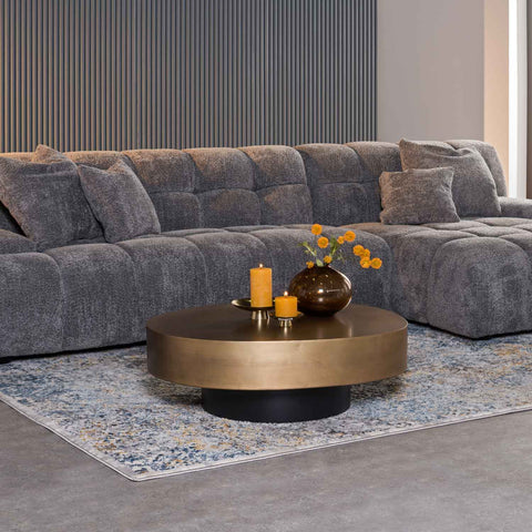 AMARA 78x91cm OVAL COFFEE TABLE - BRASS ANTIQUE