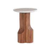AMI MARBLE TOP SOLID WOOD SIDE TABLE