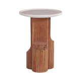 AMI MARBLE TOP SOLID WOOD SIDE TABLE