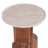 AMI MARBLE TOP SOLID WOOD SIDE TABLE