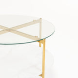 AMORE 80cm ROUND COFFEE TABLE - GOLD/WHITE MARBLE