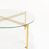 AMORE 80cm ROUND COFFEE TABLE - GOLD/WHITE MARBLE