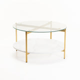 AMORE 80cm ROUND COFFEE TABLE - GOLD/WHITE MARBLE