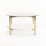 AMORE 80cm ROUND COFFEE TABLE - GOLD/WHITE MARBLE