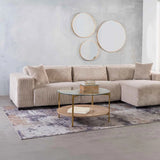 AMORE 80cm ROUND COFFEE TABLE - GOLD / OAK