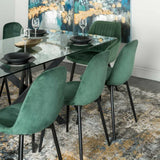 AMY VELVET DINING CHAIR - FOREST GREEN