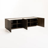 ASH 180cm 3 DOOR TV UNIT WITH TRAVERTINE LOOK TOP