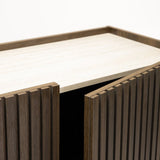 ASH 3 DOOR SIDEBOARD WITH TRAVERTINE LOOK TOP