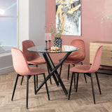 AVA VELVET DINING CHAIR - BLUSH