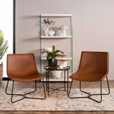 AXEL LEATHER TOUCH CHAIR - BROWN