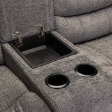 BAZ FABRIC 2 SEATER RECLINER WITH CONSOLE - GREY