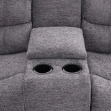 BAZ FABRIC 2 SEATER RECLINER WITH CONSOLE - GREY