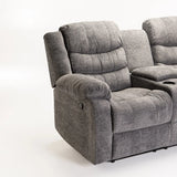 BAZ FABRIC 2 SEATER RECLINER WITH CONSOLE - GREY