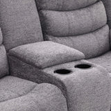BAZ FABRIC 2 SEATER RECLINER WITH CONSOLE - GREY